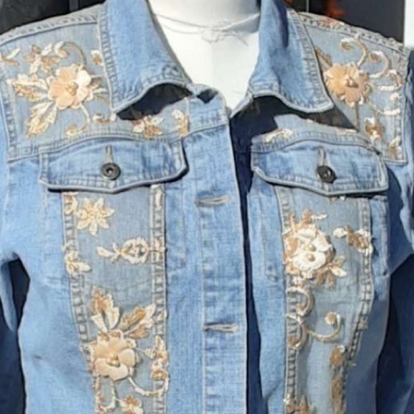 NEW Jean Jacket with Embroidered accents - Picture 3 of 4